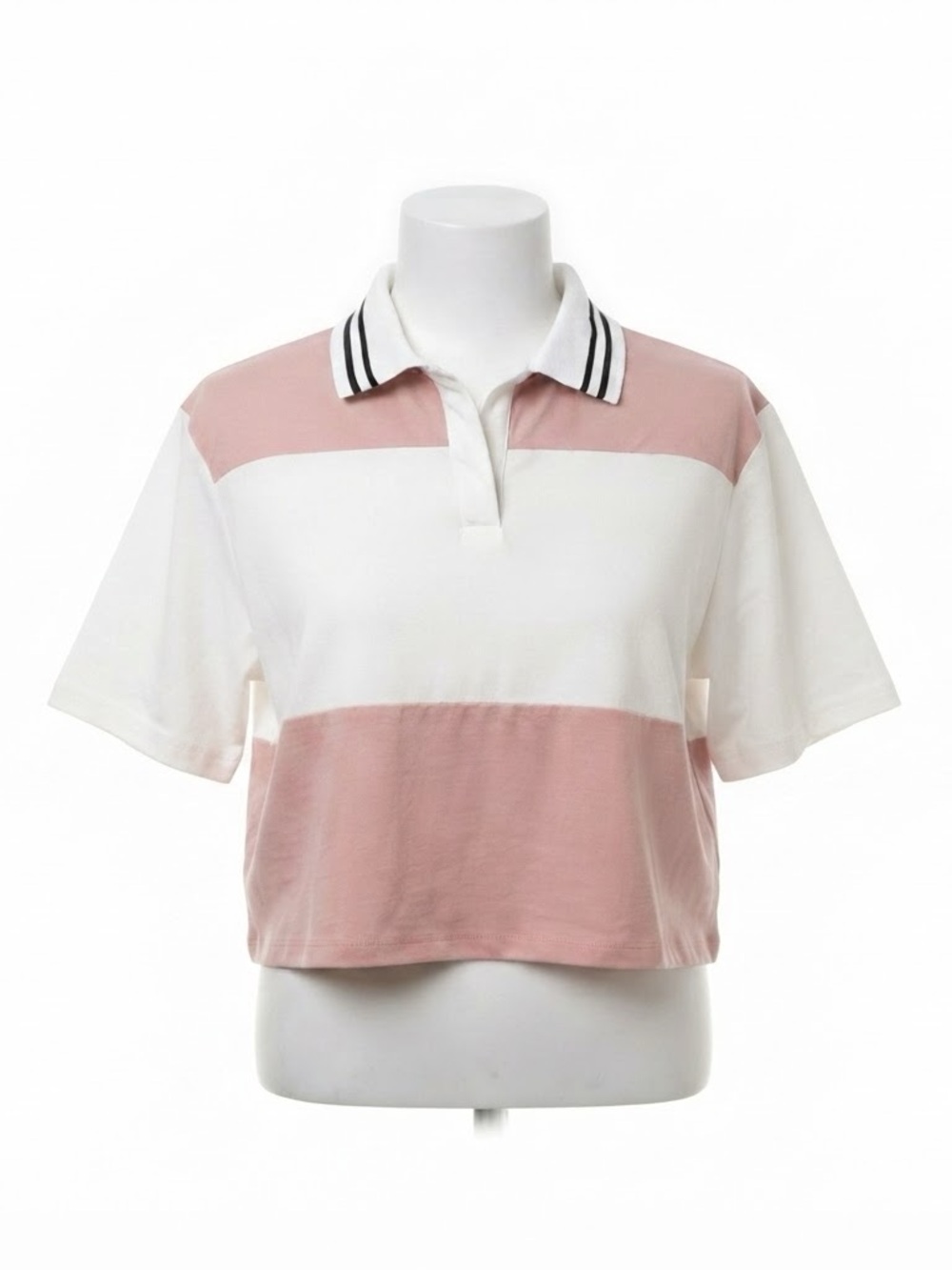wild fable Pink and White Striped Polo Crop